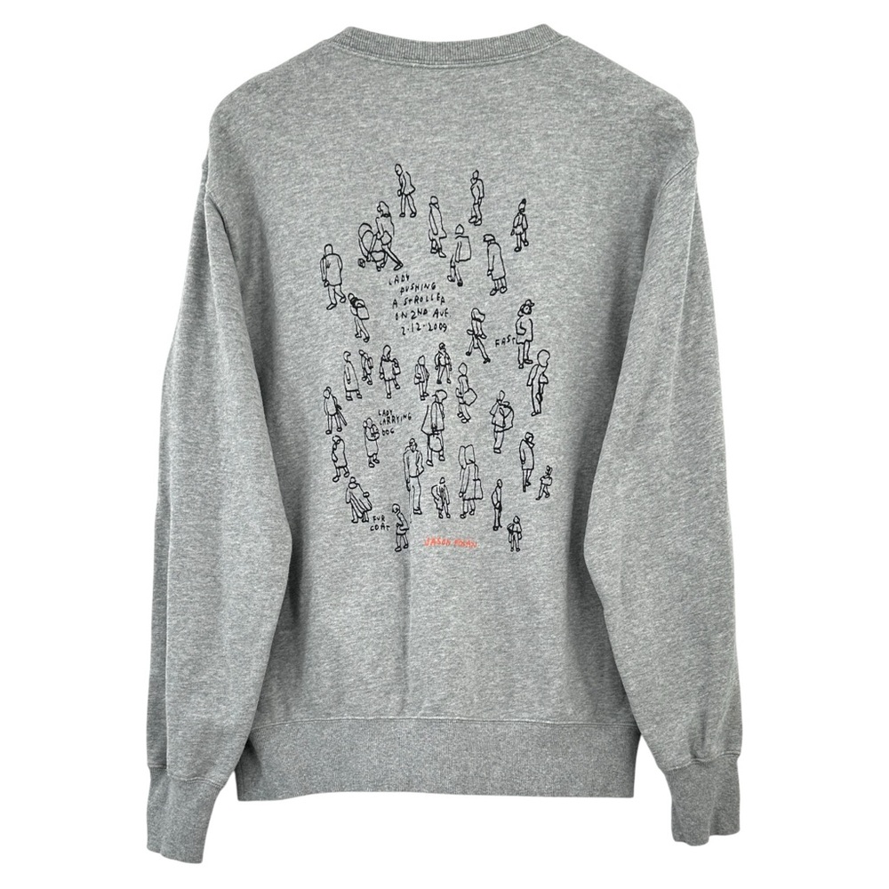 UT Uniqlo x Jason Polan Limited Edition New York Drawing Gray Sweatshirt sz M - Picture 2 of 9
